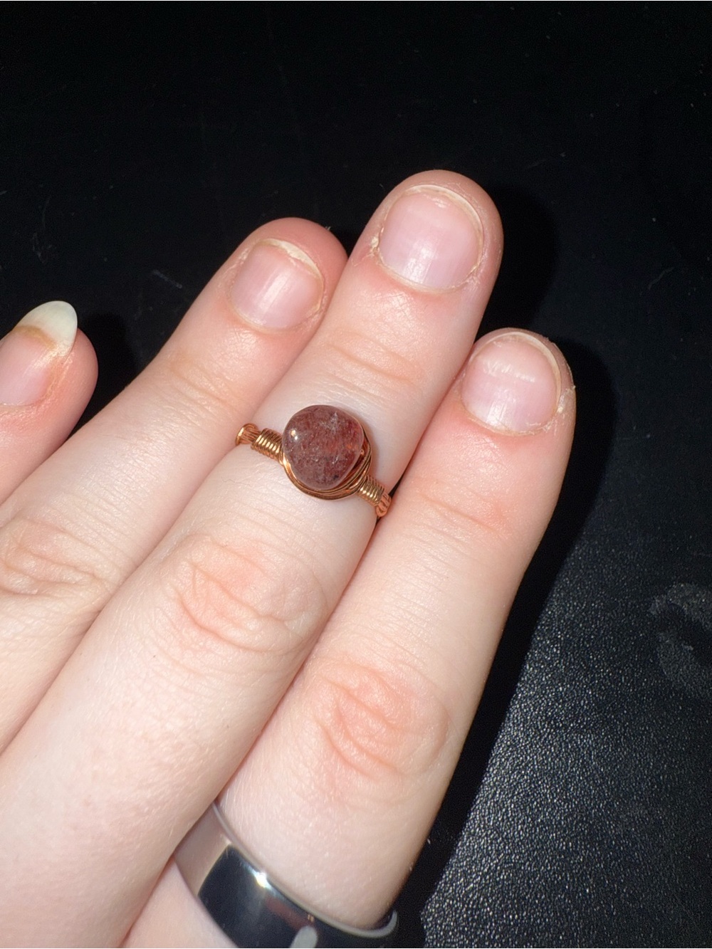 Strawberry Quartz Gemstone Wire Wrapped Ring